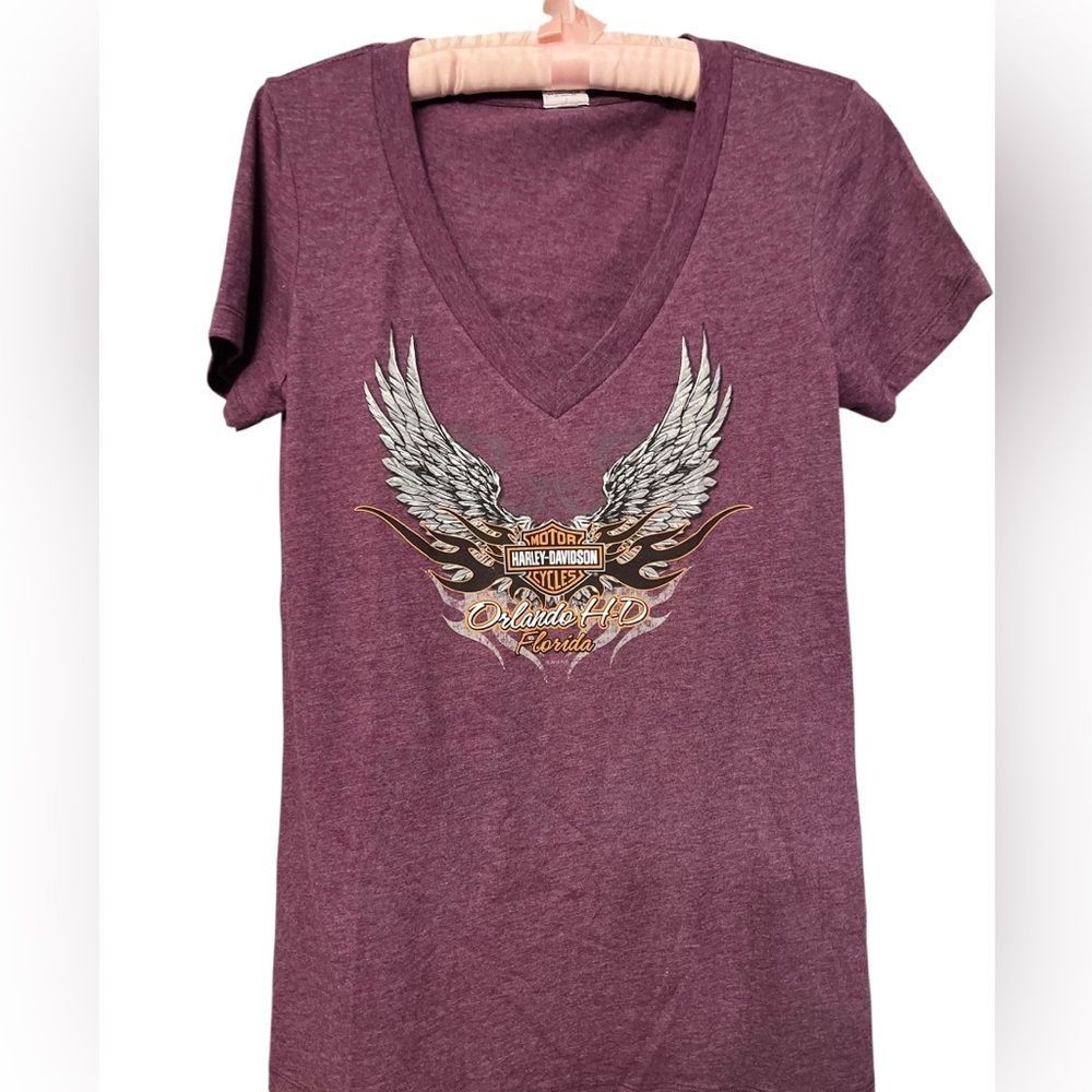 Harley-Davidson size XL maroon v- neck tee Orlando FLA